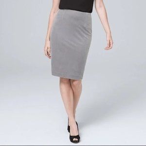 WHBM Silver Velvet Pencil Skirt
